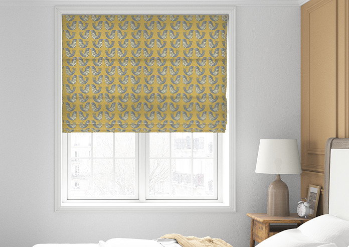 Scandi Birds, Mustard - Roman Blind - Image 3